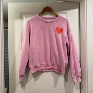 Salt water luxe Pink Sweatshirt with Red Heart Graphic sz s